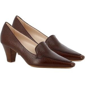 Women Vintage Shoes Square Pointed Toe Slip Loafers Snakeskin Cone Heel